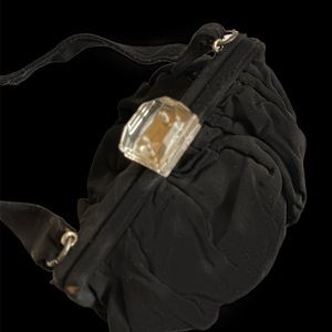 Antique ART DECO black evening bag with Diamond lucite closure
